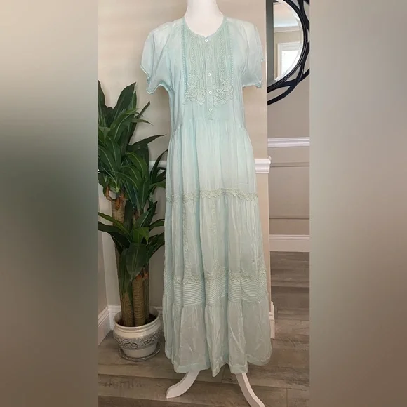 halter maxi dress casual Women's Bohemian Blue Cotton T-Back Maxi Dress
